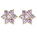Gold Plated Pink and Clear Cubic Zirconia Flower Safety Screw Back Earrings for Babies and Toddlers 5mm - Delicate and Sparkling Pink Flower Earrings for Little Girls - Lovely Floral Studs