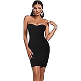 Women's Bandage Straless Dress Bodycon Rainbow Cocktail Party Dress