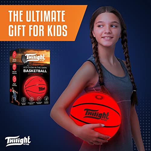 TWILIGHT ACTION Glow in The Dark Basketball, Light Up Basketball
