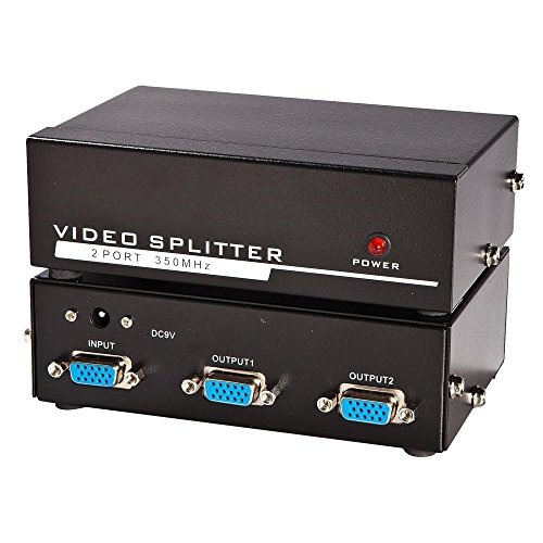 Panlong VGA Splitter 1 In 2 Out Video Amplifier Extender 350MHz 1 PC to Dual Monitors Projectors Supports VGA XGA SVGA UXGA WUXGA (1x2)