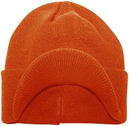 G Cuffed Knit Visor Beanie Jeep Cap (Orange)