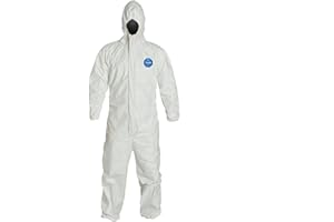 Dupont Tyvek Disposable Coveralls with Hood - TYVEK Coverall with Hood - X-Large, White
