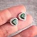 Caperci Sterling Silver Created Emerald Heart Shape Earrings Studs for Women - Valentines Day Gift to Her