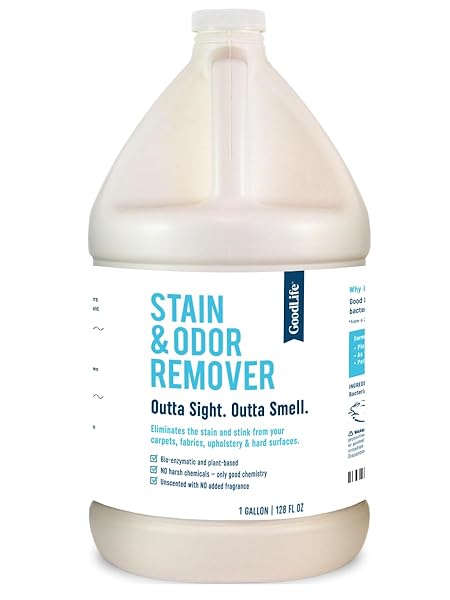 GOOD LIFE SOLUTIONS NATURAL ODOR AND STAIN REMOVER SPRAY – UNSCENTED PLANT-BASED CHILD & PET SAFE CLEANER EARTH-FRIENDLY ODOR ELIMINATOR ECO CLEANING PRODUCTS FOR HOME, CARPET (1 PACK, 1 GALLON)