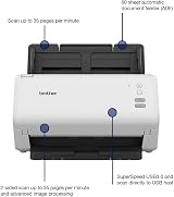 Brother ADS-4100 Desktop Document Scanner USB 3.0 60 Sheet ADF UK Plug view 2