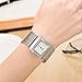 Ladies Square Crystal Bracelet Dress Wrist Watch for Women - Female Silver