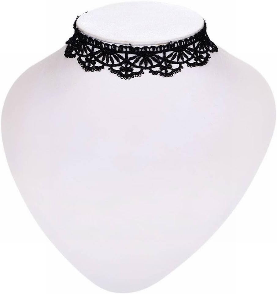 Fashion Hollow Lace Necklace Retro Simple Short Collar Bone Collar Necklace Female Personality with a, Black