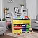 SONGMICS Kids' Toy Storage Unit Sling Bookcase Rack with 6 Fabric Bins and 3-Tier Book Shelf Multicolor UGKR48Y