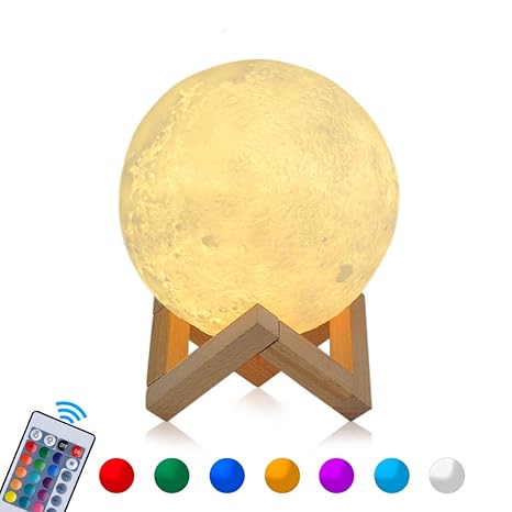 15cm RGB Mond Lampe LED Moon Nachtlicht Dimmbare Touch COSANSYS Nachtlampe tragbares mit Fernbedienung, USB Aufladung,16 Farb