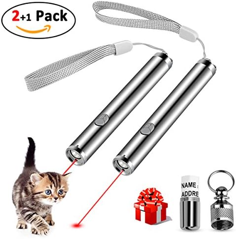 Cat Chaser Toys, WEIO NEW Cat Toys Entertainment Exercise Cat Interactive Toys 2 in 1 Function LED Flashlight and Red Light with Pet Identity Card Pet Cat Catch Interactive Light Toy Training Tools