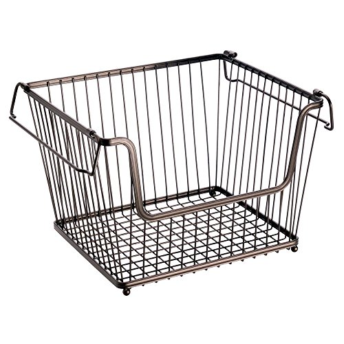 InterDesign York Lyra Kitchen Organizer Basket - Large Open Wire Pantry Storage Bin, Bronze