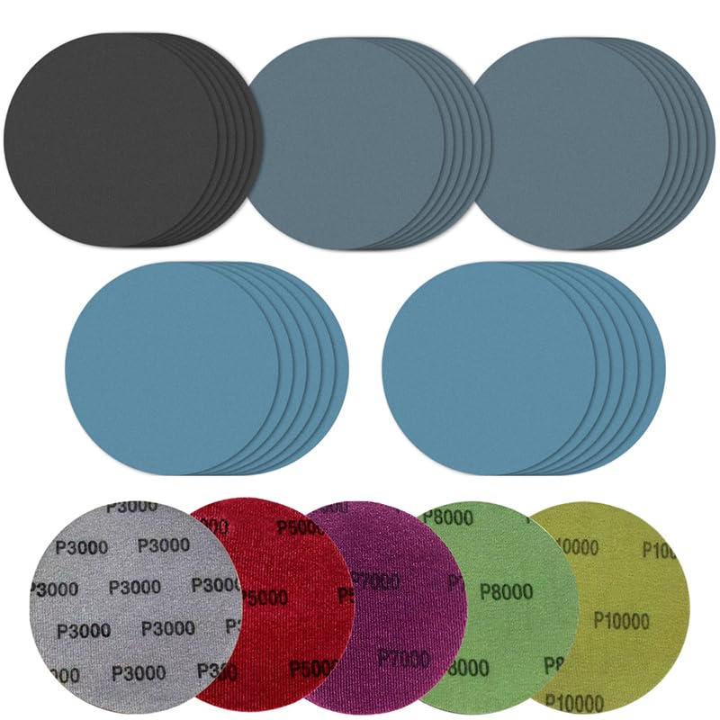 SenmaiTools 30 pcs Ultra Fine 150mm Sanding Discs 6 Sheets: 3000 5000 7000 8000 10000 Sanding Pad Round Without Hole,Random Orbit Sander Sanding Discs for Car Metal