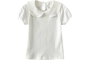 Toddler Baby Girl Short Sleeve Collar Shirt Toddler Puff Short Sleeve Cute Sweet T-Shirt Solid Color Sweater Top