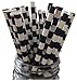 Just Sip It Biodegradable Vintage Paper Drinking Straws, Black Striped, Pack of 50