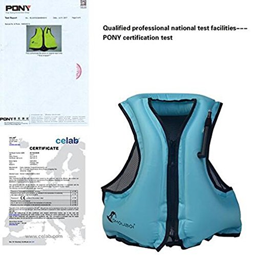 Kingswell Kids Inflatable Swim Vest Teens Life Jacket Portable Buoyancy Safety Aid Vest For Swimming, Snorkeling, Diving-Blue