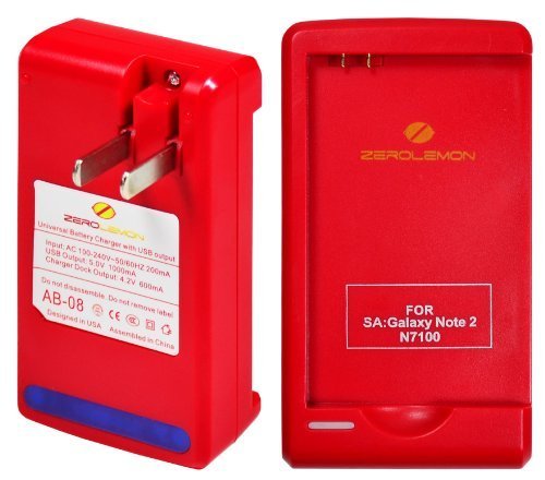 Zerolemon Travel External Battery Charger for Samsung Galaxy Note 2 N7100 Compatible with the ZeroLemon Extended and Slim Batteries - Fastest External Charger Zerolemon Travel External Battery Charger for Samsung Galaxy Note 2 N7100 Compatible with the ZeroLemon Extended and Slim Batteries - Fastest External Charger
