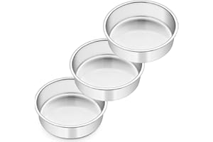 Paincco 6 Inch Cake Pan Set of 3, Stainless Steel Round Cake Baking Pans, Small Cake Pans Sets for Baking, Healthy & Sturdy, 