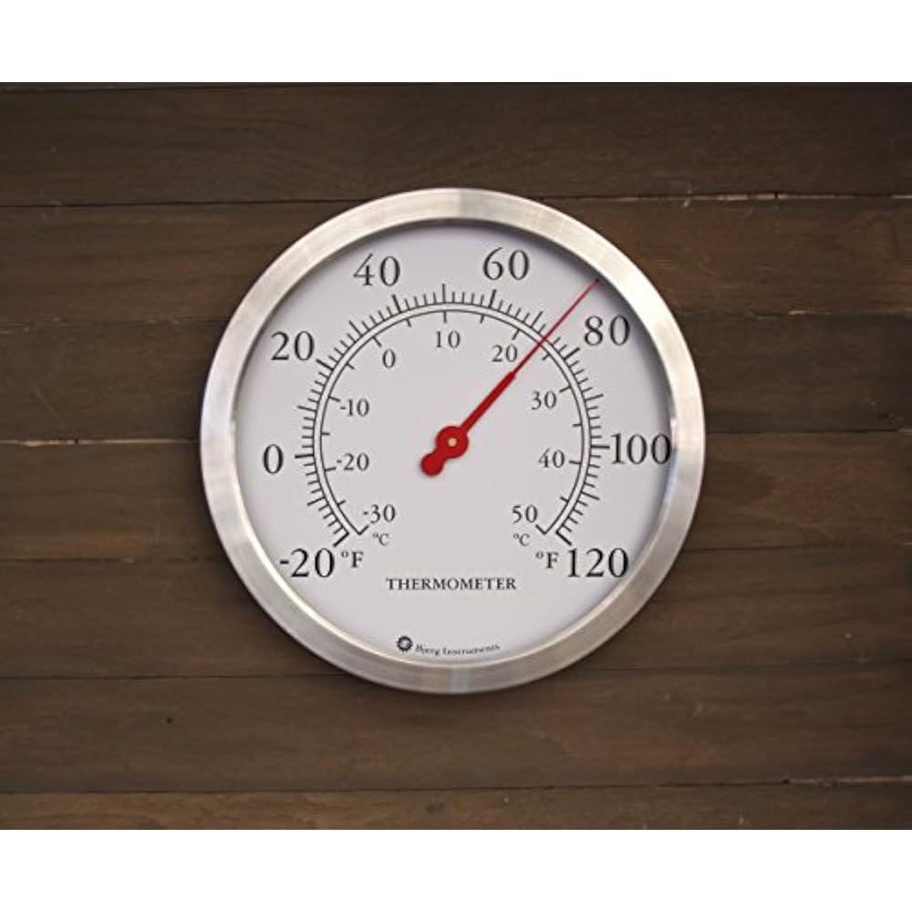 Bjerg Stainless Outdoor Thermometers Steel Wall Thermometer, 12 Inch