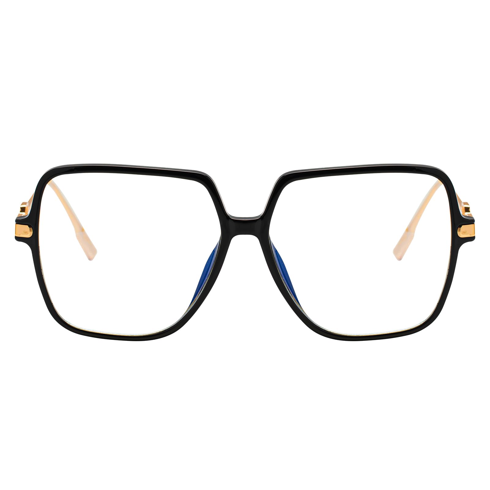 KAEOISFU Oversized Square Reading Glasses for Women, Fashion Large Blue Light Blocking Readers, Big Frame Anti Eyestrain Eyeglasses Suitable for People with Large Faces(black，+1.75