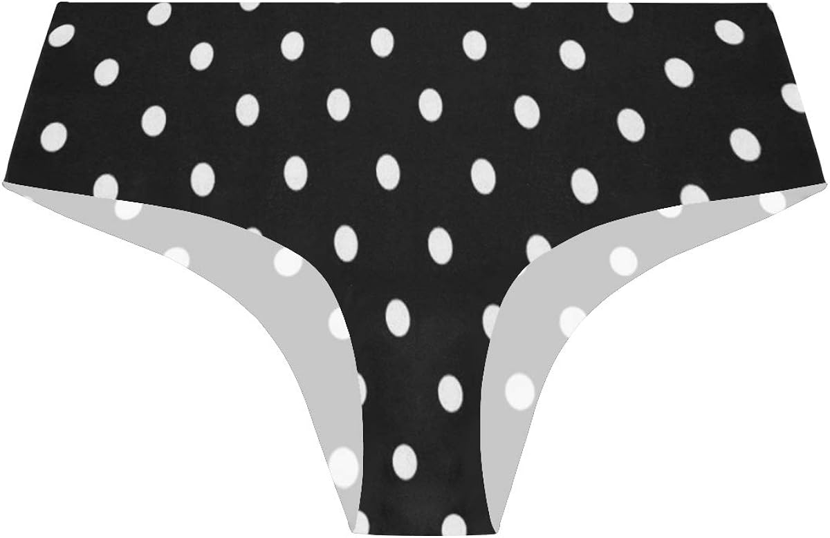 SLHFPX Black Polka Dot Background Womens Stretch Seamless Underwear