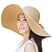 Women's Summer Wide Brim Beach Hats Sexy Chapeau Large Floppy Sun Caps (light brown-6)