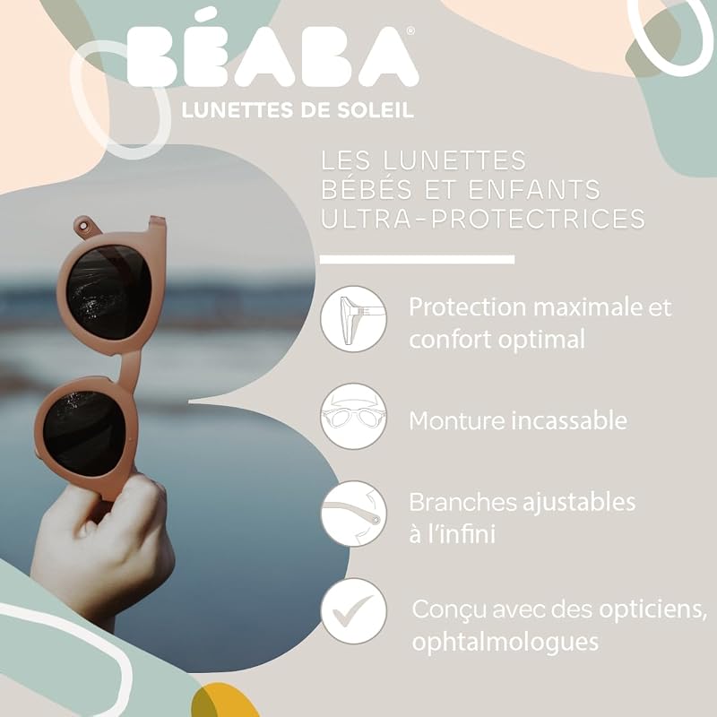 , Lunettes de soleil pour enfant 4-6 ans, Protection 100% UV - CAT 3, Protection Latérale, Confort Optimal, Branches ajustables 360°, Adapable à la vue, Collection Retro, Sunshine Terracotta