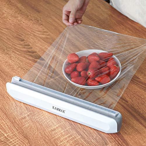 Plastic Food Wrap Dispenser with Slide Cutter Refillable Foil/Film