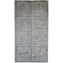 Mogul Interior Vintage Tribal Village Art Yoga Hand Carved Wall Panel Barn Door Wall Sculpture