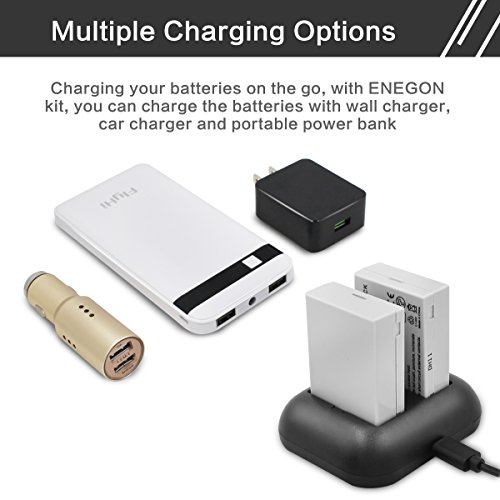 ENEGON LP-E8 Replacement Battery (2 Pack) and Rapid Dual Charger for Canon LP-E8 and Canon EOS Rebel T2i, T3i, T4i, T5i, EOS 550D, 600D, 650D, 700D, Kiss X4, X5, X6, LC-E8E Digital Camera