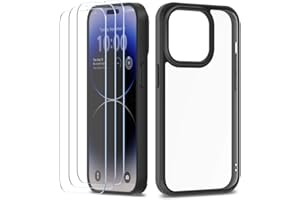 XClear for iPhone 14 Pro Max Phone Case Screen Protector [Premium Bundle] [Military Grade Drop Tested] [Not Yellowing Bumper] - Clear/Black Case + 3 Pack Tempered Glass (2022/6.7inch)