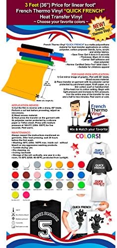 Gercutter´s Store: 3 Feet (36") Price for linear foot - French Thermo Vinyl “QUICK FRENCH” Heat Transfer Vinyl - Color: CAROLINA BLUE (on Cotton or Polyester Mesh and Poly-blend Fabrics)
