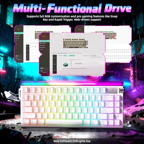 ATTACK SHARK R85 HE Wired Magnetic 75% Gaming Keyboard, 8KHz Polling Rate, 0.005mm Fast Activation RT, 256K Scanning, Hot-Swap Customizable, for PC/Win/Mac, White Outline