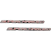 2Pc Supercharged Emblem Aluminum Sticker Decal Nameplate Badge Double Tape for Cars, Trucks (Red)