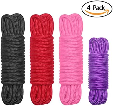 All-Purpose Twisted Soft Cotton Rope - 3 pack 32 Feet (10m)/1 pack 16 Feet (5m),1/3-Inch (8mm) Knot Tying Natural &amp; Durable Braided Soft Cotton (pack of 4)