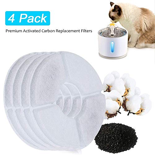 Beacon Pet 4PCS Replacement Filters for Cat Water Fountain Stainless Steel, LED Indicator 81oz/2.4L Automatic Pet Fountain Dog Water Dispenser for Cats, Dogs, Multiple Pets