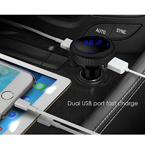 Favoto Bluetooth FM Transmitter with Smart Car Locator Radio Transmitter with AUX Wireless In-car Audio Adapter Transmitter MP3 Player Dual USB Fast Charger Handsfree Call GPS 【Fast Find Car】