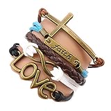 ACUNION Handmade Infinity Cross Faith Love Charm Friendship Gift Fashion Jewelry Personalized Leather Bracelet