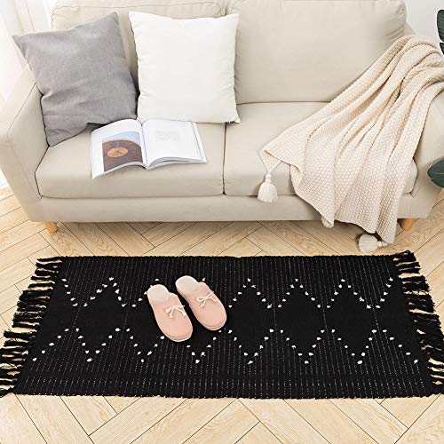 Boho Rug, Boho Kitchen Rug Runner Washable, Boho Bathroom Rug Woven