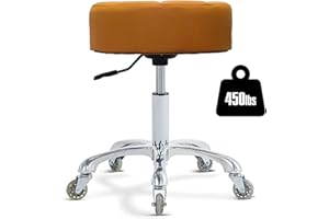 AINILAILY Rolling Stool with Wheels Adjustable Height, Roller Stool for Massage Medical Tattoo Spa, Heavy Duty Swivel Desk Stool (Super Thick Cushion, Camel)