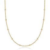 PAVOI 14K Gold Plated Adjustable Link Chain Necklace for Women | Box Rope Sphere Bead Serpentine Anchor Mariner Gold Chain Necklaces