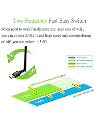 bstuokey 2.4 G & 5g AC 600 Mbps Wireless Dual Band USB WiFi tarjeta de red del adaptador con 2dBi Antena