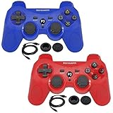 BlueLoong 2 Pack PS3 Controller Wireless SIXAXIS Double Shock Remote Dualshock Gamepad for PlayStation 3 with Charge Cable