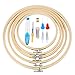 KINGSO Cross Stitch Hoop Embroidery Hoop Pieces Embroidery Circle Set Hoops Ring Wooden Round Adjustable Bamboo Hoops Bulk Crosses for Arts, Crafts & Sewing（5pc/5size with Tools）