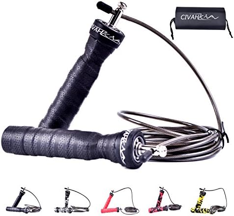 CIVAH plastic thick handle jump rope speed wire skip rope adjustable length non-slip design free carry case multi-color choice for boxing MMA men women adult double lower exercises