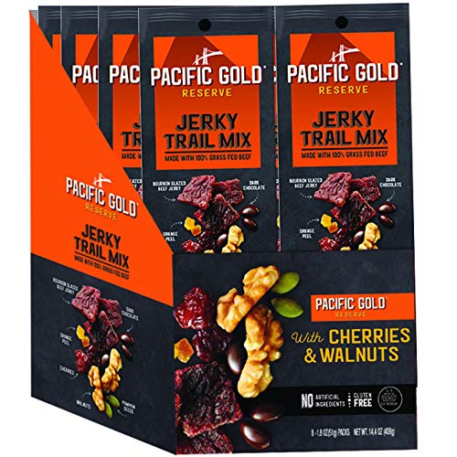 Pacific Gold Reserve Bourbon Glazed Beef Jerky Trail Mix with Cherries