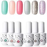 YaoShun Gel Nail Polish - Soak Off Nail Gel UV LED Gel Polish French Manicure 6 Colors Nail Polish Nail Art Kit 8ml