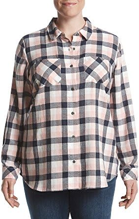 Ruff Hewn Plus Size Splitback Flannel Pink Butter Cream 2X