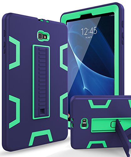Samsung Galaxy Tab A 10.1 Case,XIQI Three Layer Hybrid Rugged Heavy duty Shockproof Anti-Slip Case Full Body Protection Cover for Tab A 10 inch,Navy Blue/Lemony Green