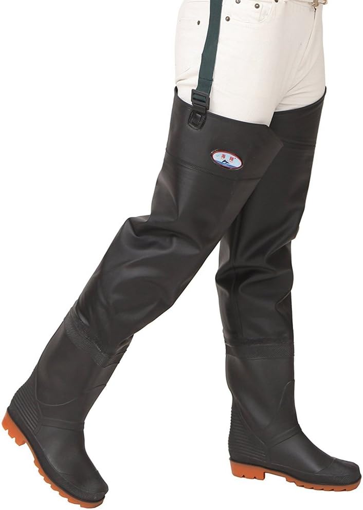 mufly Waterproof Fishing Waders Foot Wader PVC River Boot-Foot Fishing Boot Hip Waders with Cleated Soles