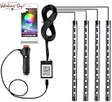 EXPERTBEAM Interior Car Lights, interior footwell lighting kits, 8 colours 4 pcs 48 LED Multi Color Car LED Strip Lights, New App Control Under Dash Lighting Kit DC 12V